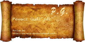 Pevecz Győző névjegykártya